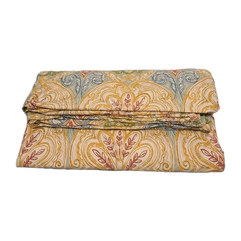 Pottery Barn QUEEN Duvet Cover+ 2 Pillowcases Gold Blue Merlot Paisley Catrina